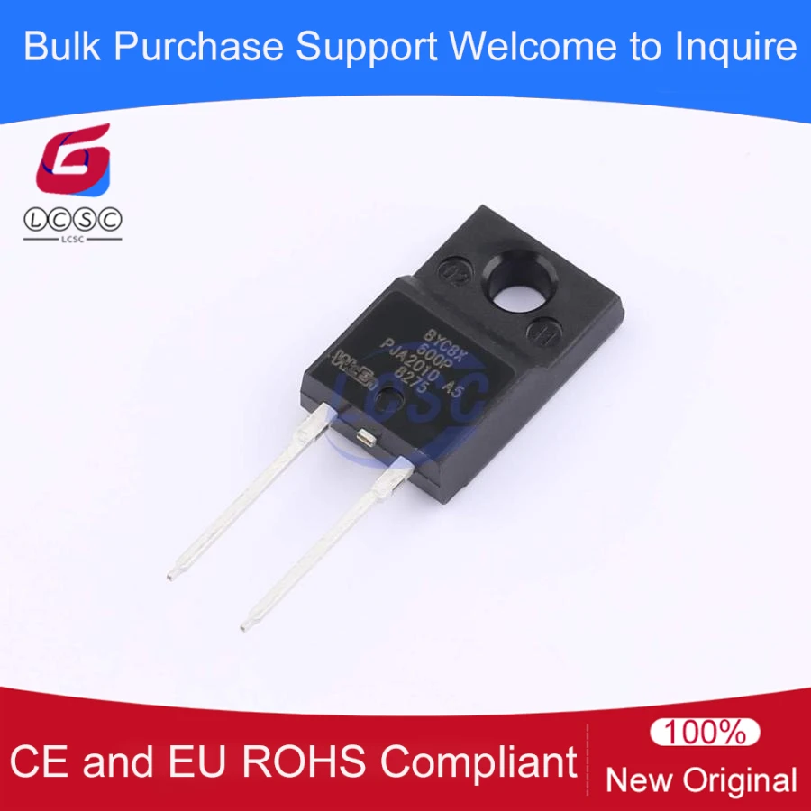 10Pcs/Original BYC8X-600P,127 Through Hole 2-Pin Hyperfast Power Diode 600V 8A Fast Recovery Diode