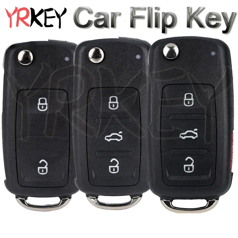 Car Folding Flip Key Case for VW Volkswagen Passat CC Tiguan Golf Mk6 for SEAT Car Key Housing for Skoda Octavia 5K0837202AD