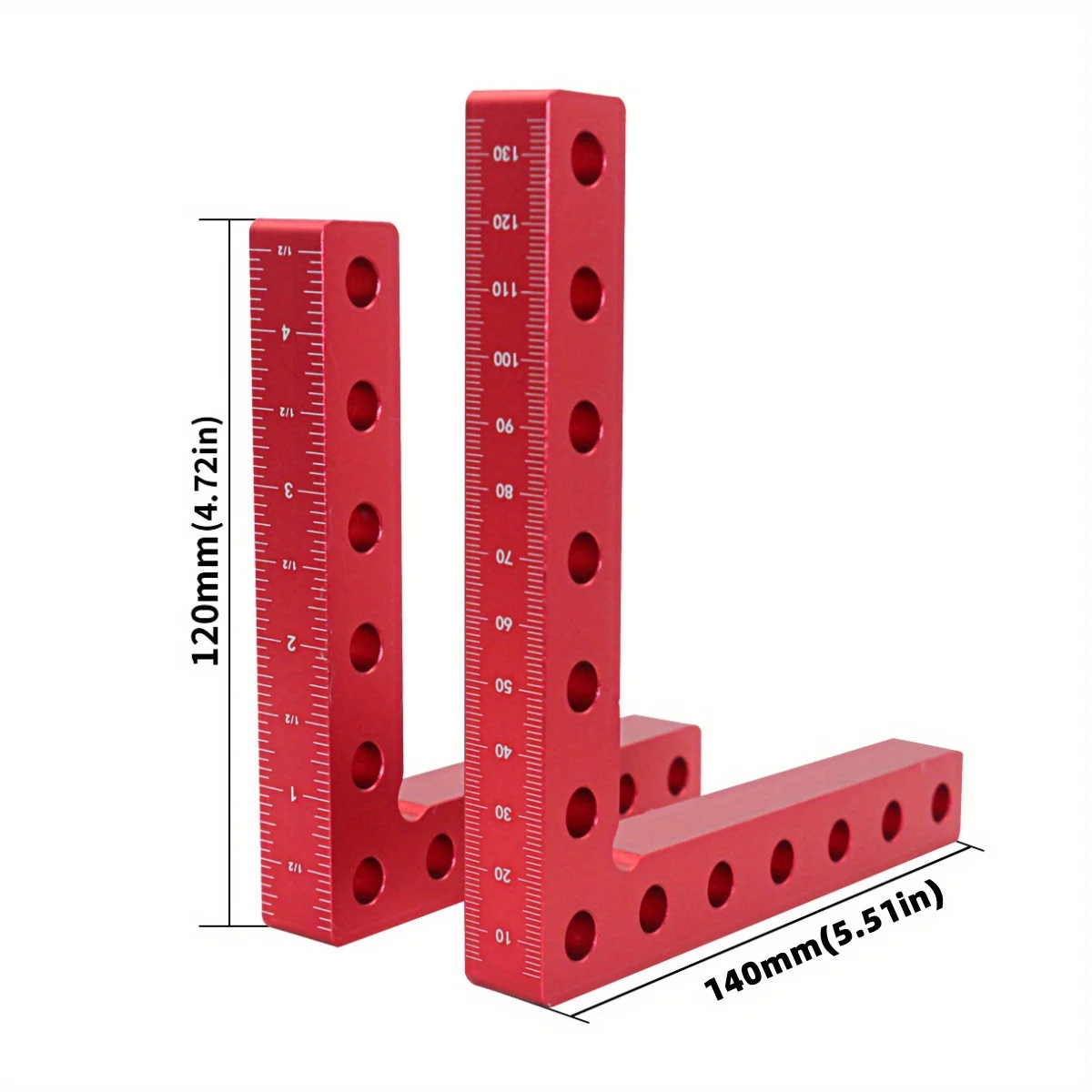 1/2 Stück Aluminium L-förmige Rechtwinklige Positionierungsquadrate 120/140mm 90-Grad-Eckklemme Holzbearbeitungs-Befestigungswerkzeug – Detail 2