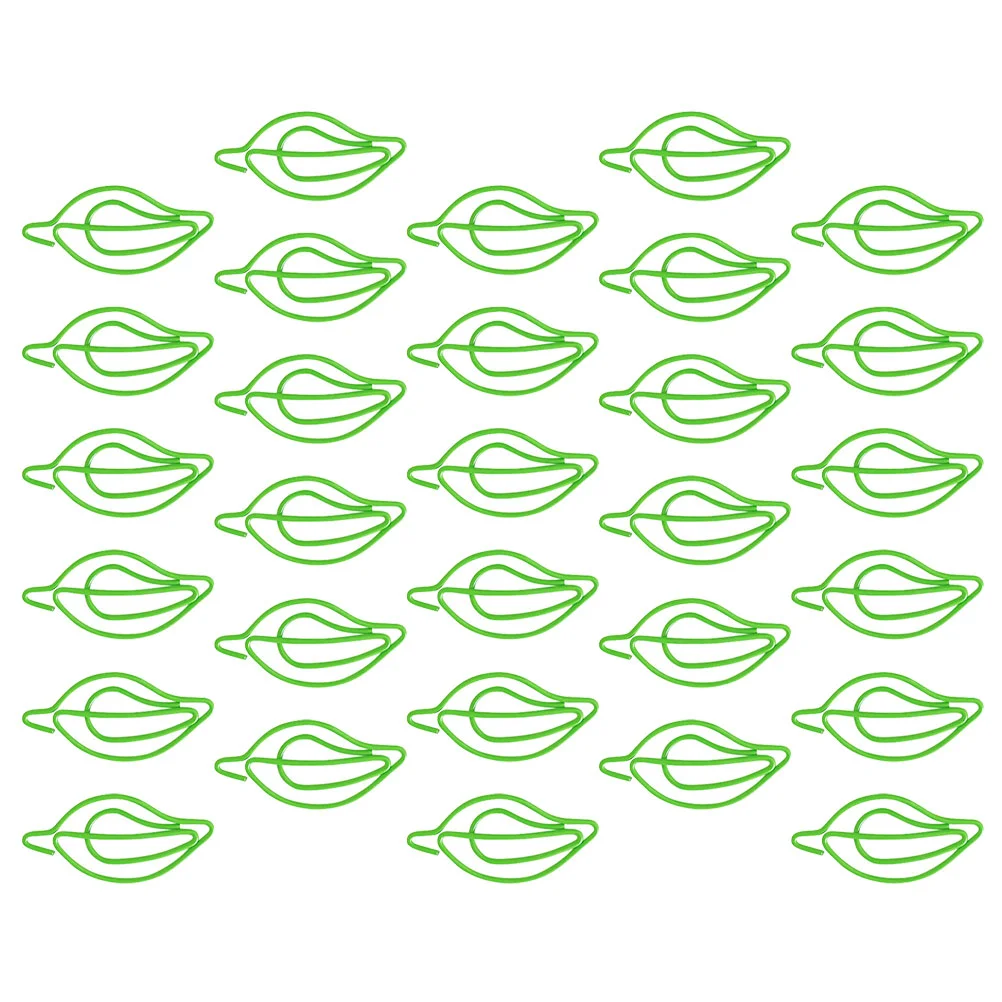 30 Pcs Leaf Paper Clip Office Decor Supplies Metal Paperclips for Paperwork Leaves Document Student