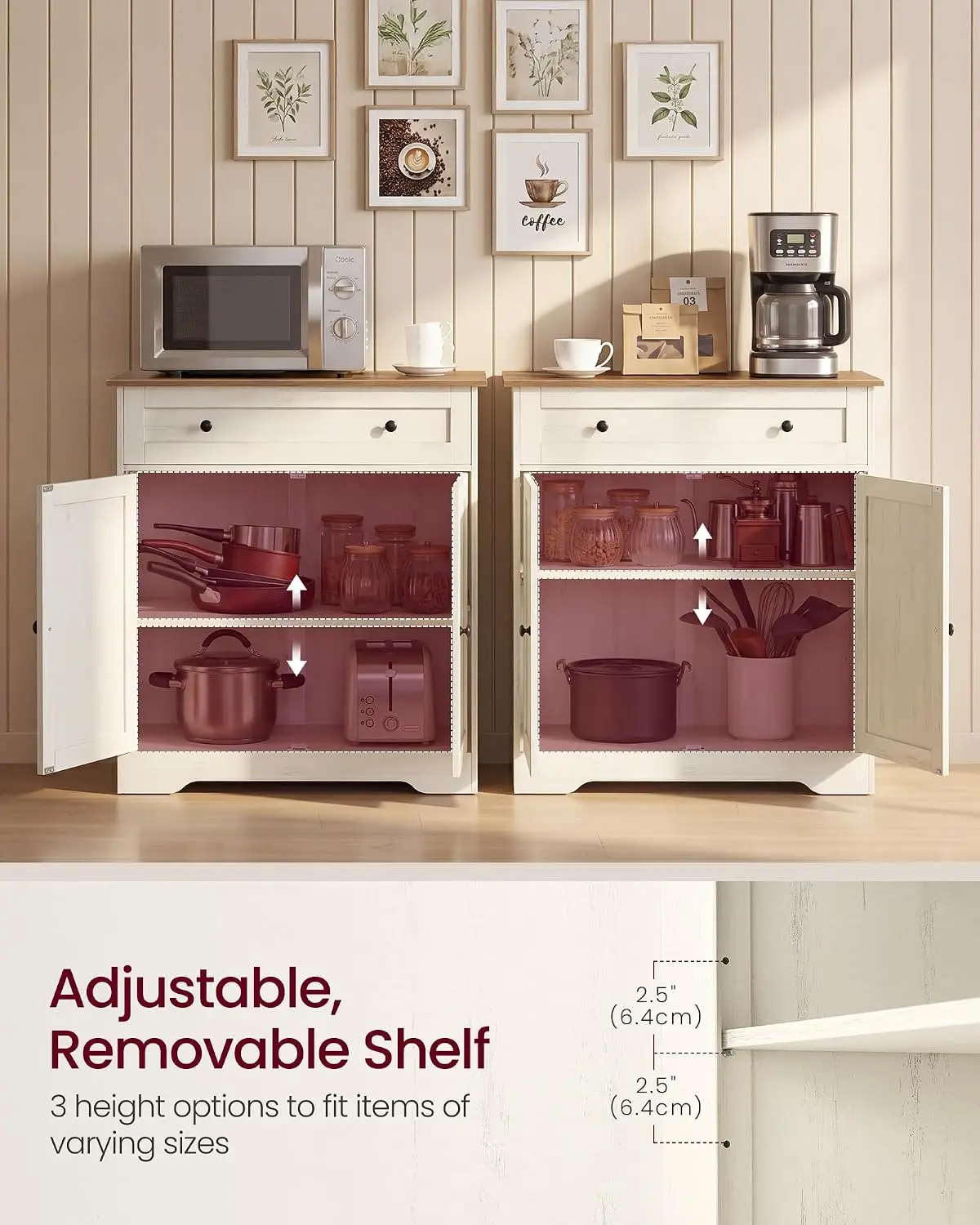 Buffet Cabinet, Sideboard, 2 Doors, 28.4 x 15.8 x 31.5 Inches