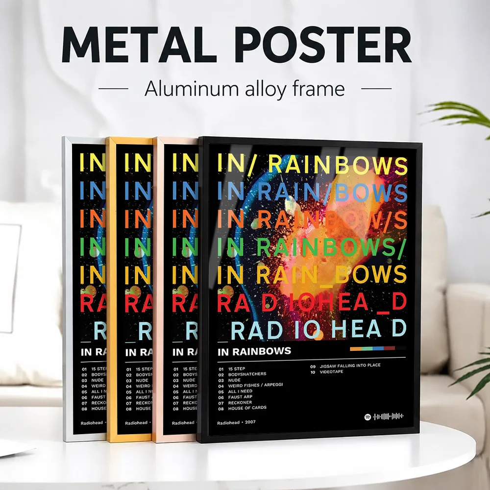 Radiohead In Rainbows Album Cover Metal Poster With Aluminum Alloy Frame Personalized Photo Retro Music Style Wall Art For Study