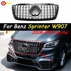 Suitable for Mercedes Benz Sprinter W907 front bumper grille 2018, 2019, 2020, 2021, 2022, 2023 black/silver mesh accessories