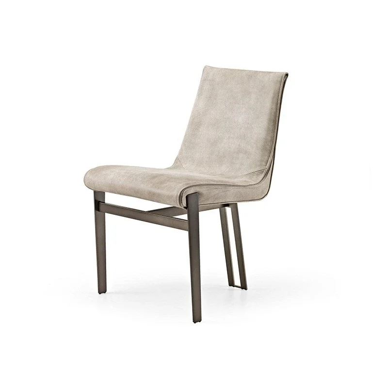 Minimalist Dining Chair Home Premium Banquet Backrest Stainless Steel Dining Table and