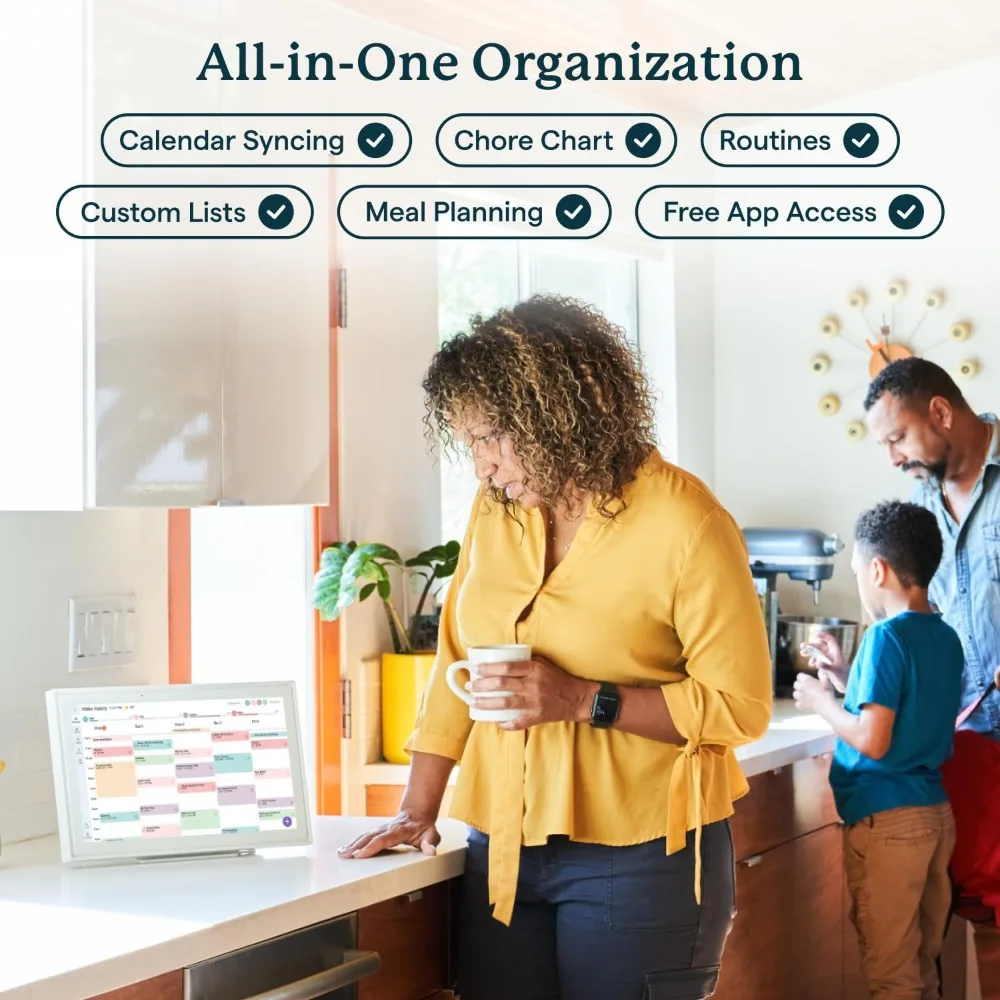

15-inch Wall Planner Digital Calendar & Chore Chart, Smart Touchscreen Interactive Display for Family Schedules