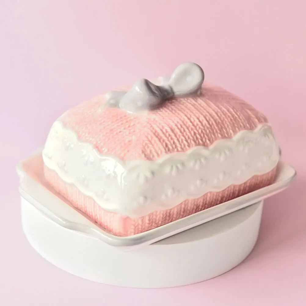 

Exquisite Ceramic Butter Dish with Lid Vintage Butter Container Cheese Holder Food Storage Plate Exquisite Food Plate