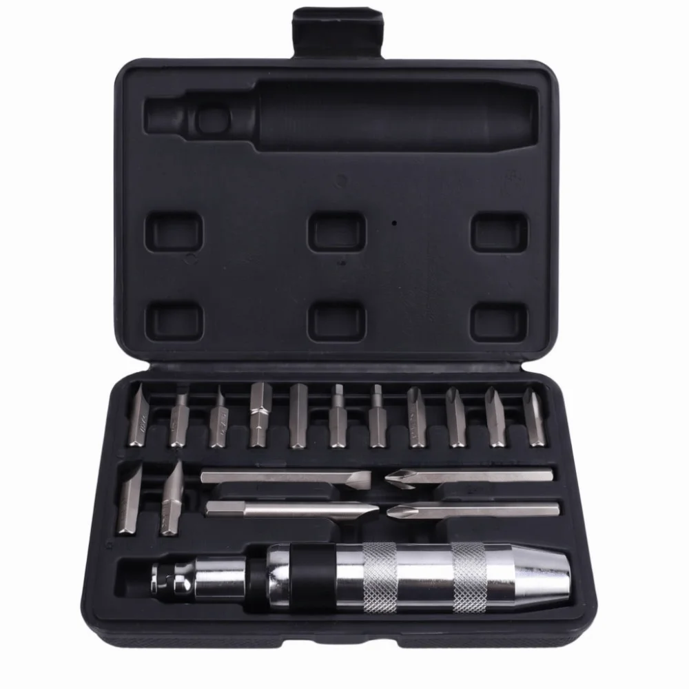 18PCS 1/2 Inch Drive Impact Driver Set CRV Alloy Steel Reversible Screwdriver Bit Set Driver Bits Included Manual Operation