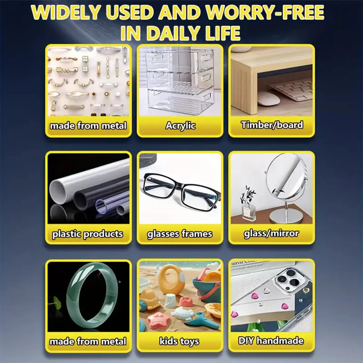 Super Oil Welding Adhesive, Waterproof, Suitable for Plastics, Wood, Ceramics and Metals, Strong Adhesion and Good Stability. A Complete Joining Tool.