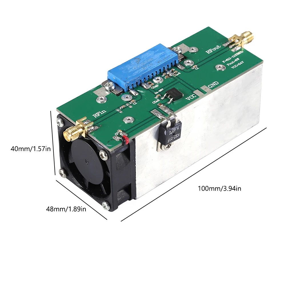 RF Power Amp 600-1100MHz Gain=30dB Pout=8W with Heat Sink RF Amplifier AMP Amplifier for Ham Radio