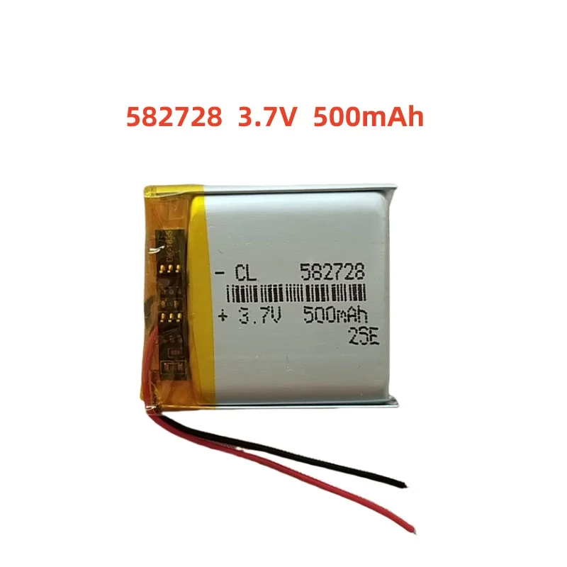 

3.7V 500mAh Li-Polymer Replacement Li Lipo Battery 582728 JST 2Pin 1.0/1.25/1.5/2.0/2.54mm Connector For GPS Camera LED