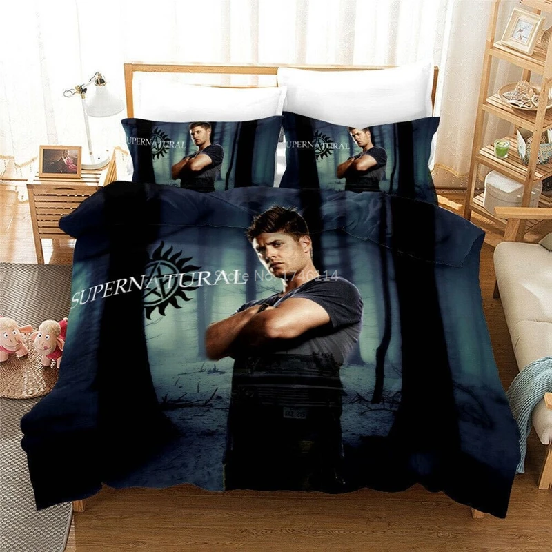 Twin Full Queen King Size Bedding Set Supernatural TV Series 3D Duvet Cover Set Comforter Cover Pillowcase Bed Linens Bedclothes