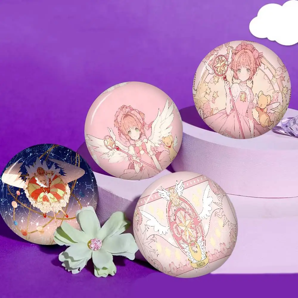 Cardcaptor Anime Sakura Creative Pins Funny Faces Round Snap-in Brooch Badge Backpack Hat Accessories Jewelry Gifts