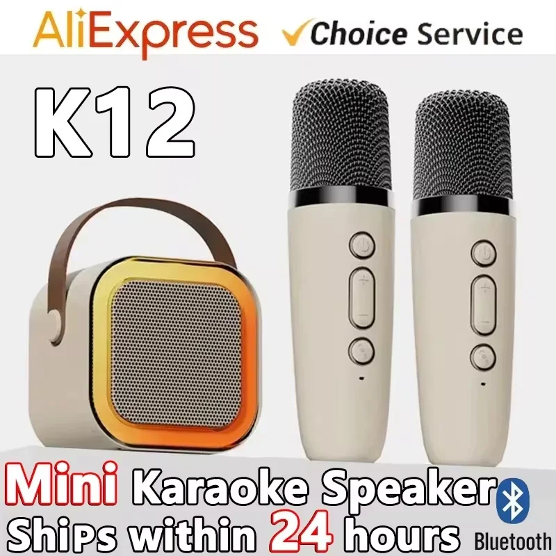 Bluetooth K12 Karaoke Machine Portable 5.3 PA Speaker System with 1-2 Wireless Microphones Home Family Singing Children's Gifts