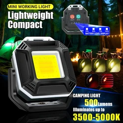 1-5PCS Mini COB Keychain Flashlight Multifunctional Pocket Work Light USB Rechargeable Camping Emergency Lantern With Magnetic