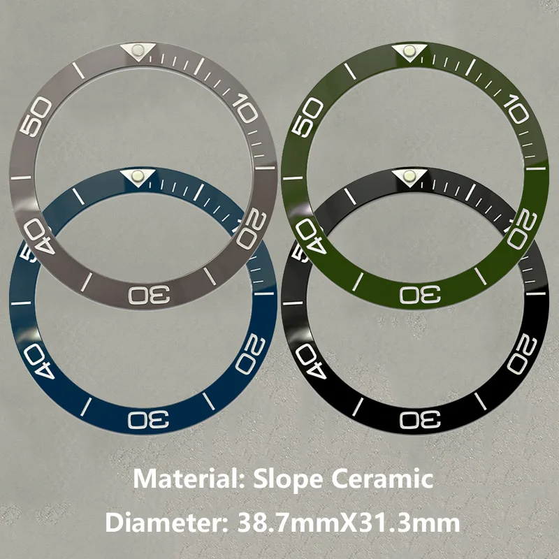 Mod 38.7mm SKX Ceramic Bezel Insert Ring Fits Slope Watch Case Slope Ceramic Bezel Insert Spare Parts for Men Diving Watches