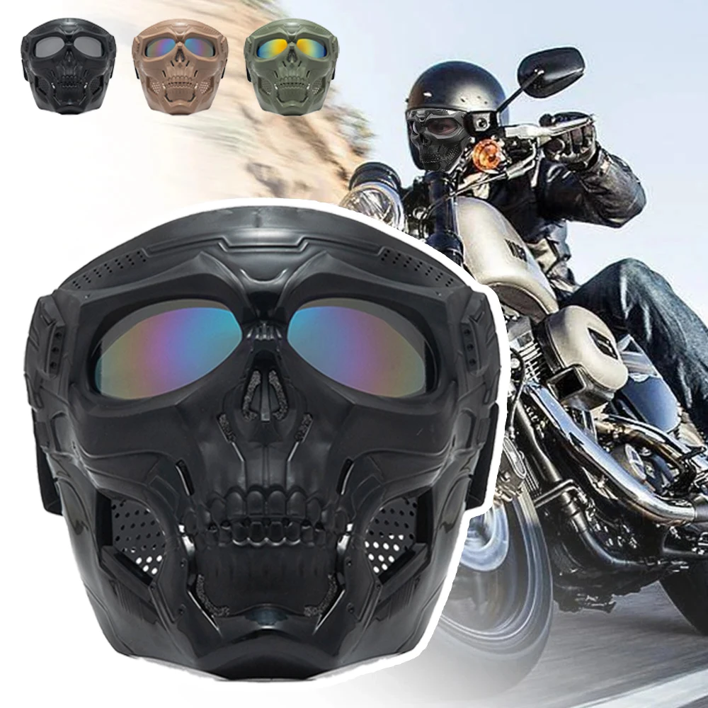

Motorcycle Goggles Full Face Skull Mask Bicycle Riding Tactical Skeleton Helmet Protective Mask Eyewear Cycling Outdoor