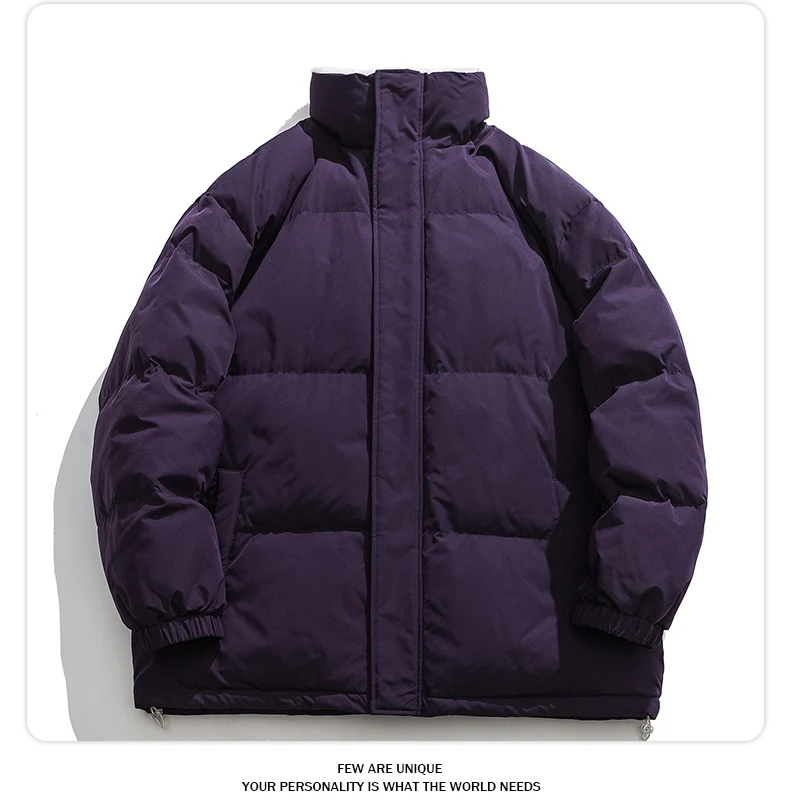 Mantel Katun Berlapis Bulu Tebal Pria Jaket Musim Dingin Hangat Tebal Mantel Pakaian Luar Fashion Kasual Pakaian Pria Kerah Berdiri