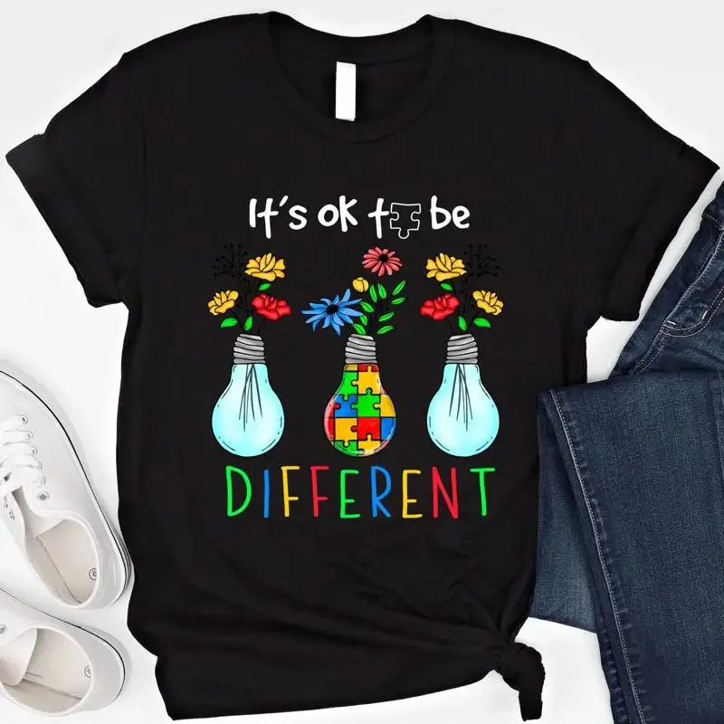 It's Ok to be Different Flowers Autism Awareness T Shirt Diversity Support Team NeurodivergenT Unique s