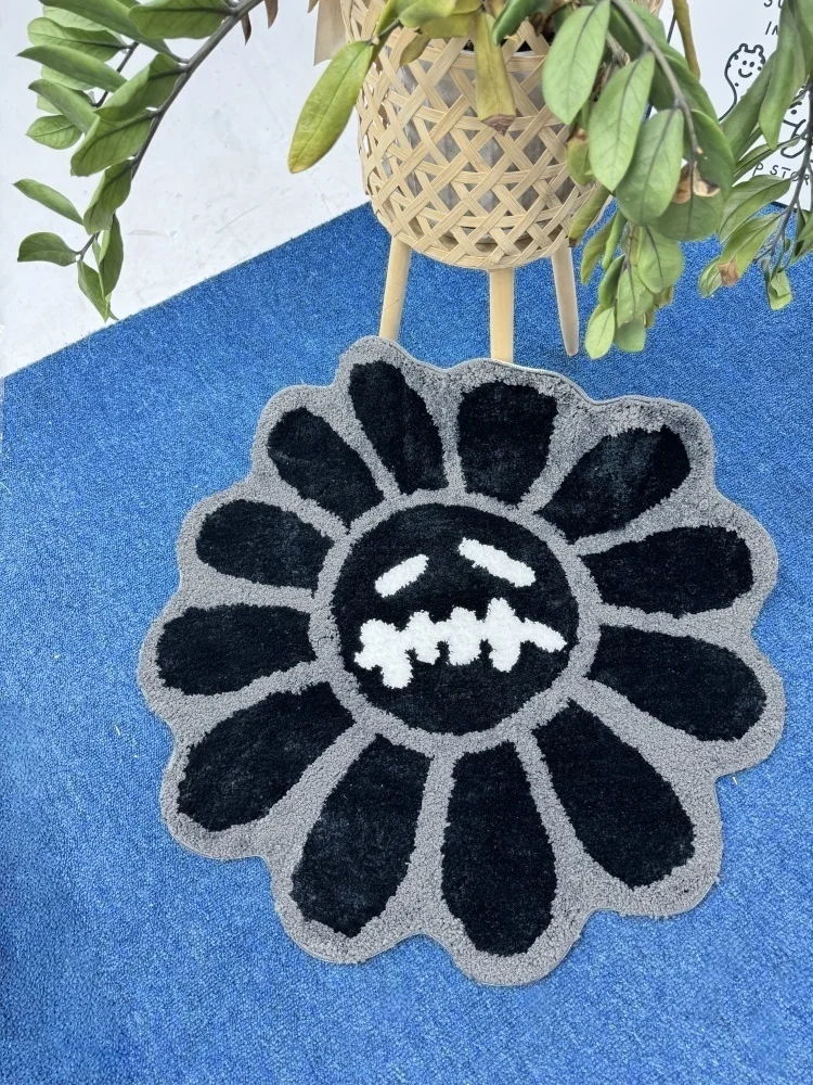 Lachende Zonnebloem Deur Mat Winter Dikker Pluche Tapijt Leuke Vloer Gebied Tapijt Esthetische Woonkamer Tapijt Woondecoratie - afbeelding 2