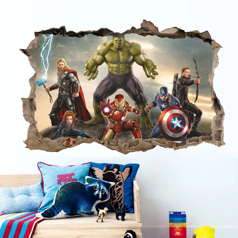 Marvel Avengers 3D Wall Stickers For Kids Rooms Living Room Bedroom Wall Decoration Boys Gifts uperheroes Movie Poster view 2