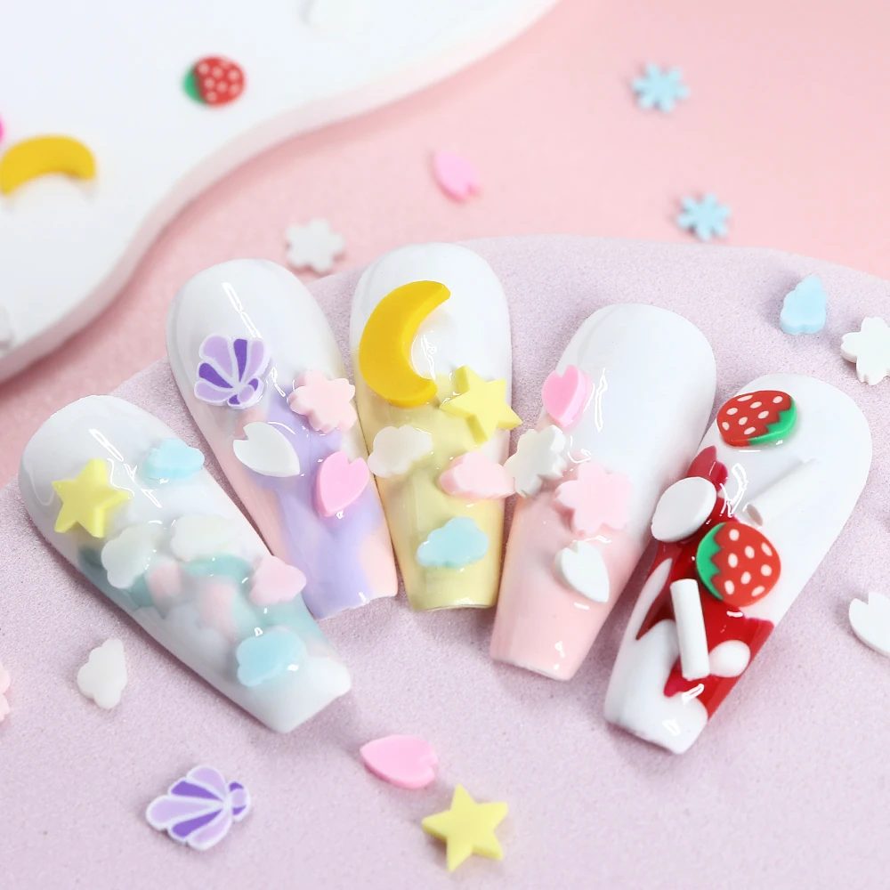 Kawaii Snowflake Clay Slices Epoxy Resin Filling Mini Star Moon Clouds Slime DIY Resin Craft Fillers Xmas Decoration Accessories