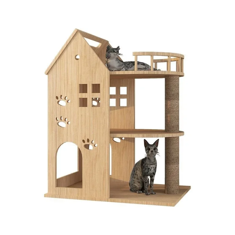 Solid wood climbing frame nest  villa tree integrated  house climbing column