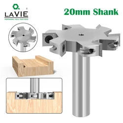 LAVIE 20mm Shank 6 Edge T Type Slotting Cutter Woodworking Tool Router Bits For Wood Industrial Grade Milling Cutter X20F8495GY