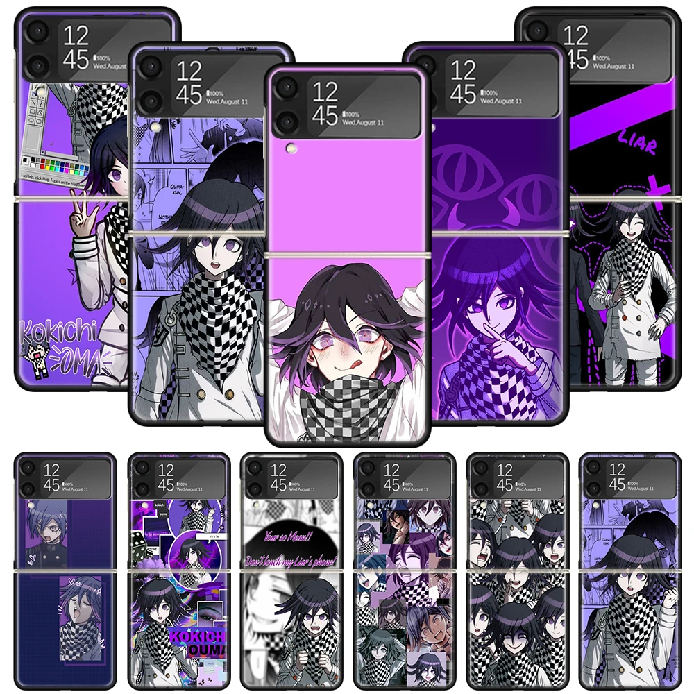 Danganronpa Kokichi Ouma Phone Case For Samsung Galaxy Z Flip 6 5 4 3 5G Black Cover ZFlip6 ZFlip4 ZFlip5 ZFlip3 Coque Fundas Bu