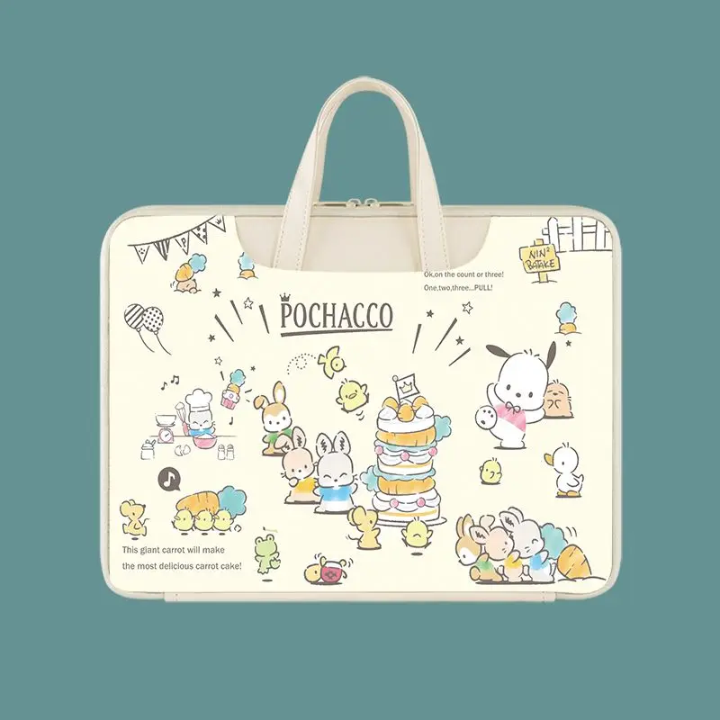 

Sanrio Kawaii Anime Pochacco Waterproof Portable Laptop Bag Girly Heart Cute Cartoon Large Capacity Case Lovely Gifts for Girls