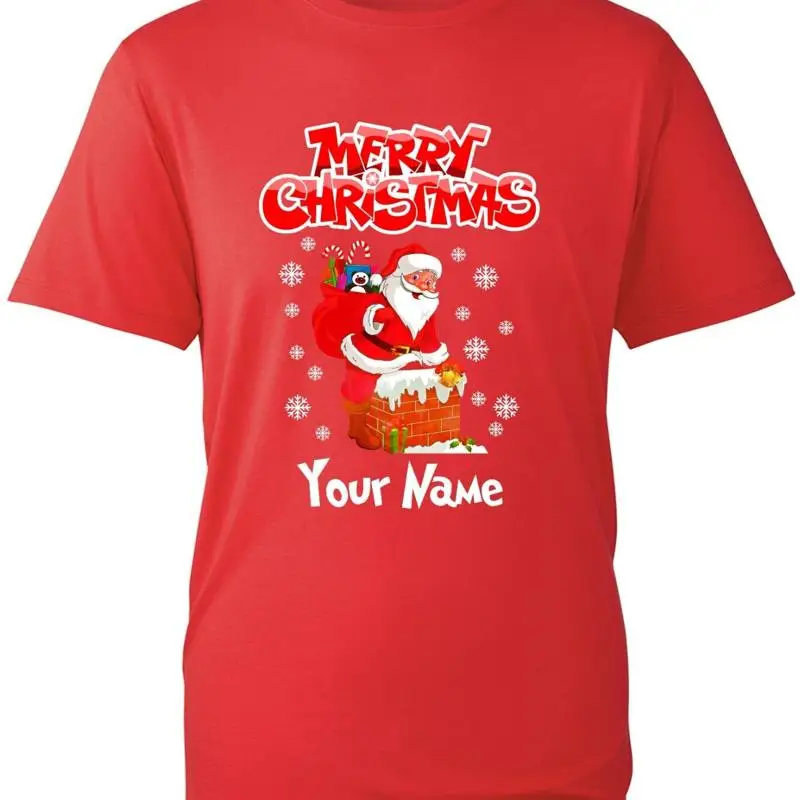 

Personalised Merry Christmas Santa Name T Shirt Funny Xmas Top