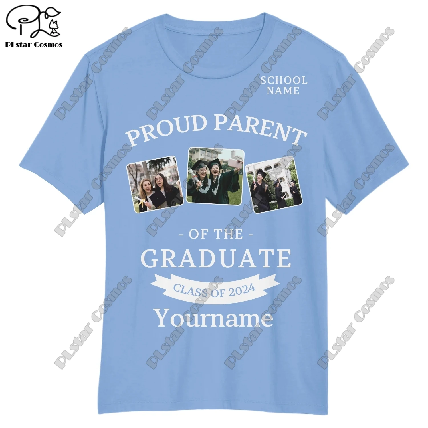 PLstar Cosmos Unisex Customized Name School Name 3D Printed T-Shirt 2024 Celebration Graduation Customized Top B-3 image 3