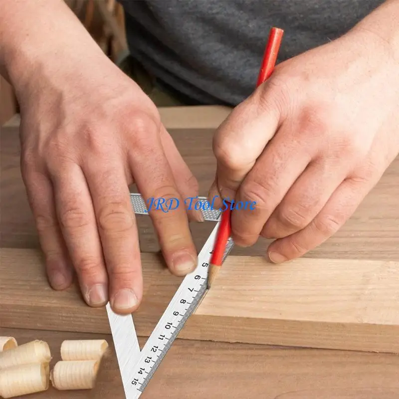 A2UD 150mm Portable Stainless Steel Triangles Ruler with Clear Scale for Engineering Architecture Classroom Students Use