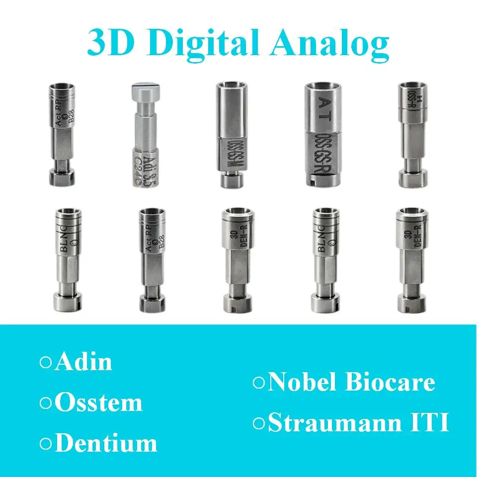 10Pcs Dental 3D Digital Analog Fits Multi-Brand Implant Systems 3D Printed Resin Model Replica With Locking Screw Hardware Parts