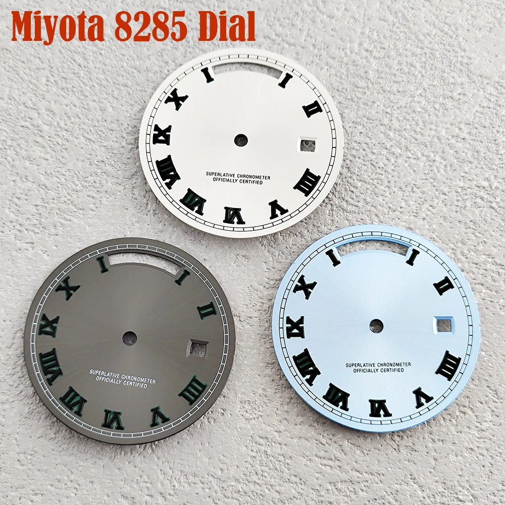 New 31MM diameter gray/light blue/white/full calendar frame non luminous Roman dial suitable for 8285 movement watch accessories