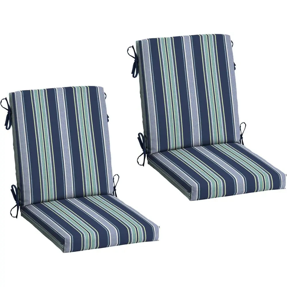 

2-Pack Patio Dining Chair Cushions, 20x44, Waterproof Seat Pads, Fade-Resistant, Sapphire Aurora Blue Stripe