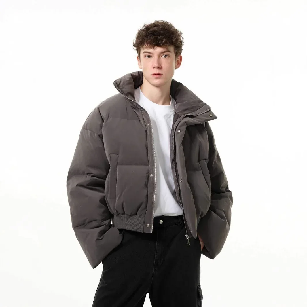 الرجال أسفل سترة الشتاء الشارع الشهير الأمريكية رشاقته الدافئة الذكور معطف الوقوف طوق سحاب أكمام طويلة فضفاضة تنوعا رجل ملابس خارجية #1