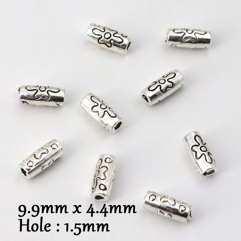 50pcs 5 Styles Tibetan Silver Gold Color Tube Spacer Loose Metal Beads Charm For Jewelry Making Finding Accessories Wholesale
