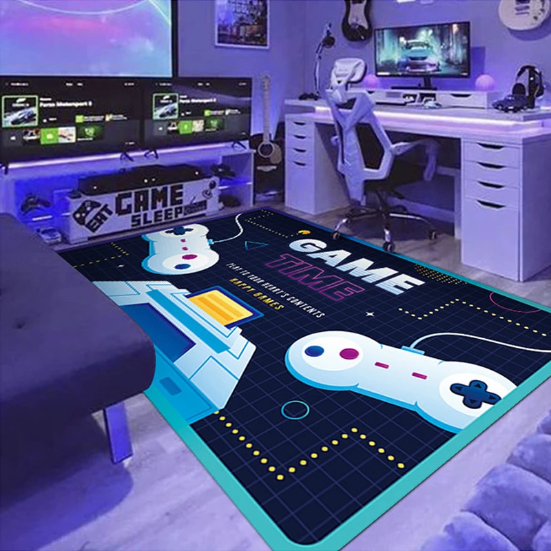 

3D Gaming themed large area Rugs E-sports Room Decoration Rug Cartoon Gamepad Carpet Boys Bedroom Bedside Decor Carpet