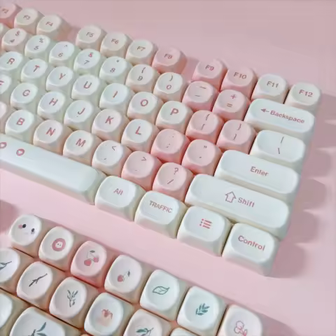 Pink Cherry Keycaps for Mechanical Keyboard MOA Profile Key Caps Set for Custom Gaming Keyboard