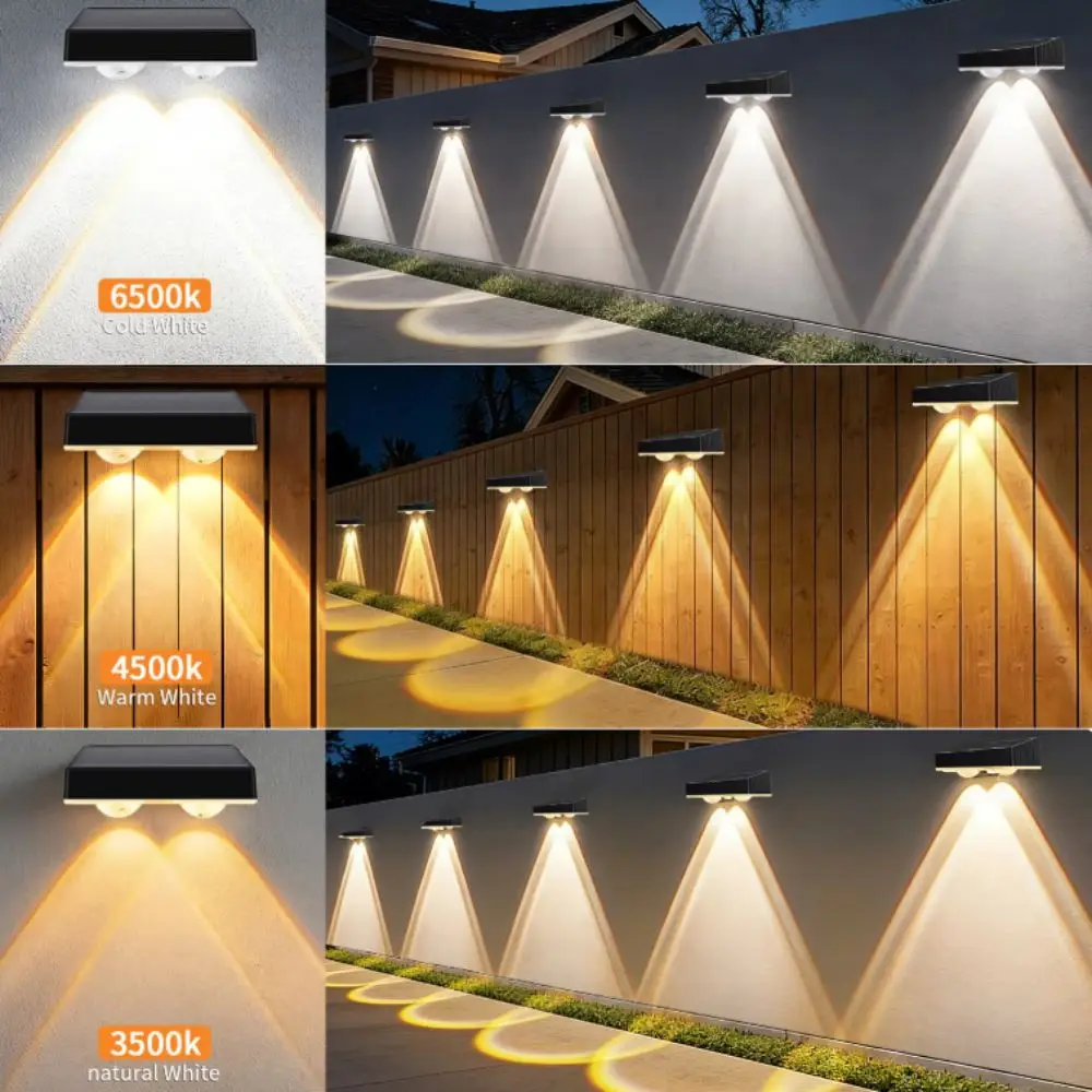 No Drill Solar Outdoor Wall Light Waterproof Solar Powered Solar Wall Washer Light No Drilling Self Stick Solar Fence Light Yard