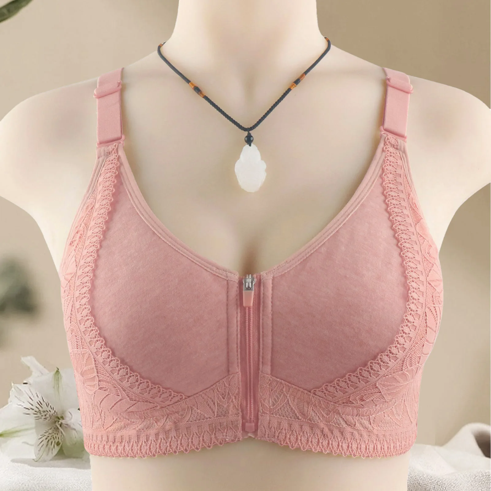 Front Closure Bras for Women Wire Free Front Button Design Plus Size Comfort Bra for Female Everyday Bra