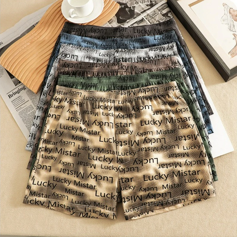 

Cotton Men's Letter Boxer Panties Home Comfortable Breathable Fashion Printed Mid Waist Summer Thin Men's Boxer Shorts New