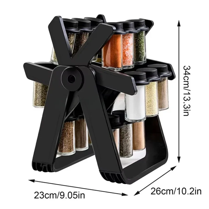 

360 degree Ferris wheel rotation, with 18 glass jars set countertop spice organizer