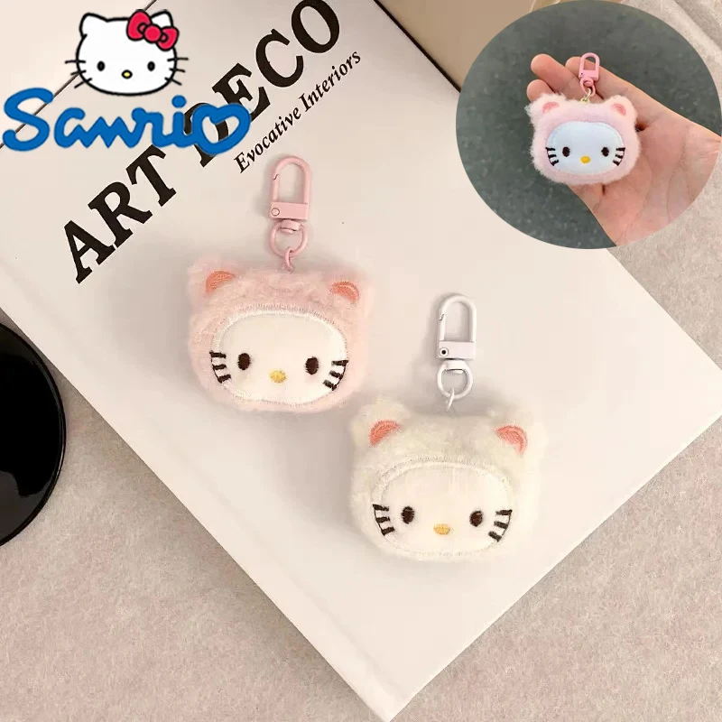 

Kawaii Sanrio Cartoon Hello Kitty Embroidered Doll Keychain Cute Cartoon Girl Backpack Plush Pendant Decoration Kids Toy Gifts