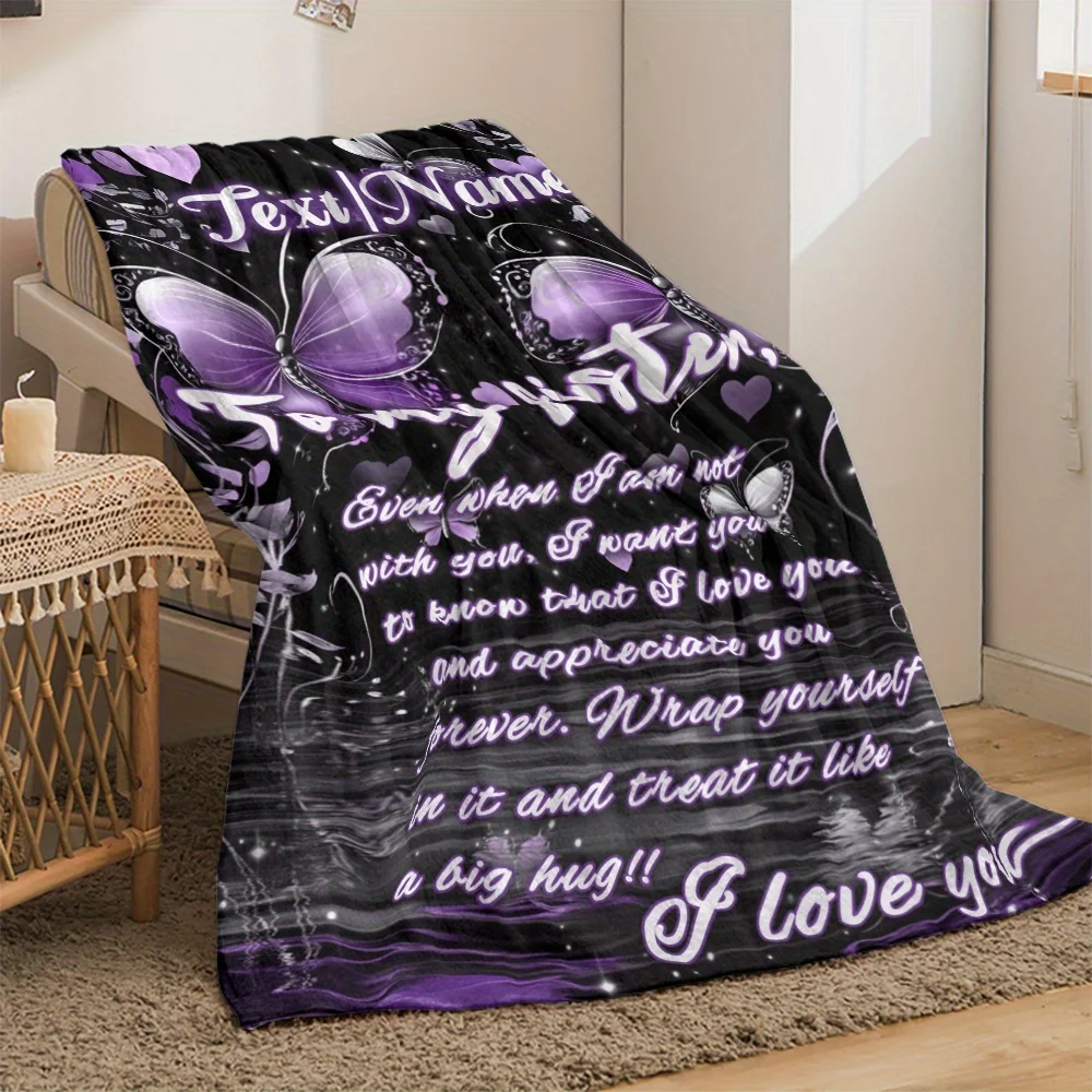 Custom name letter to sister fleece blanket, suitable for sofa, bed, birthday, children, girls, friends, gifts