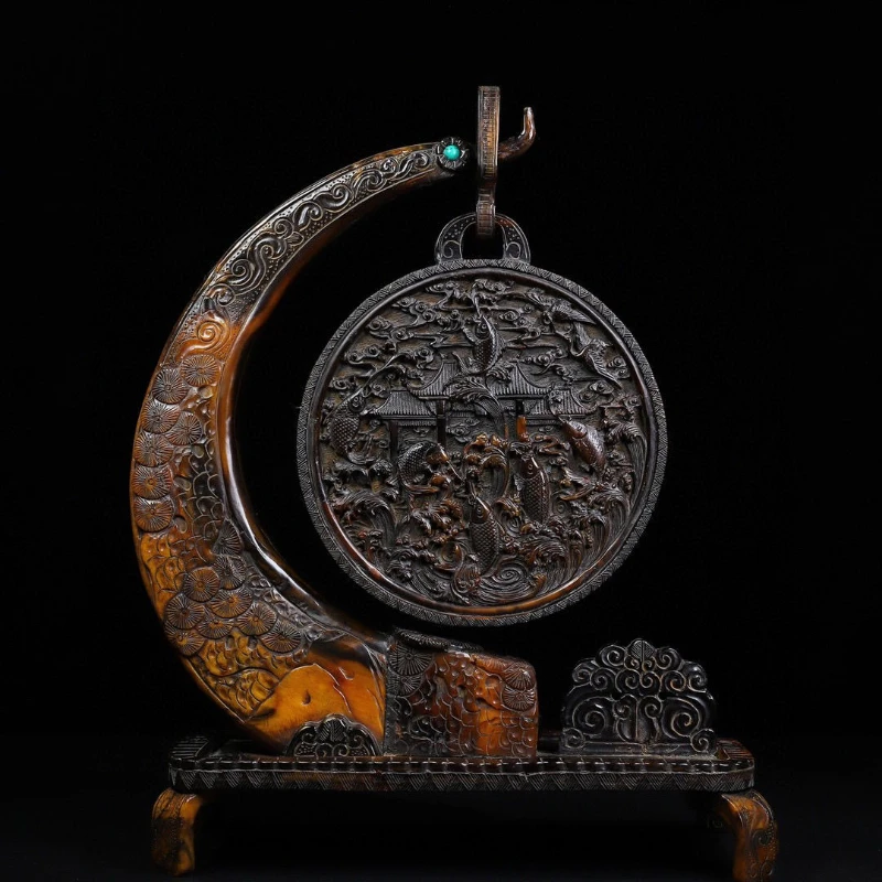 

Horn carving double-sided hanging screen ornament home decoration