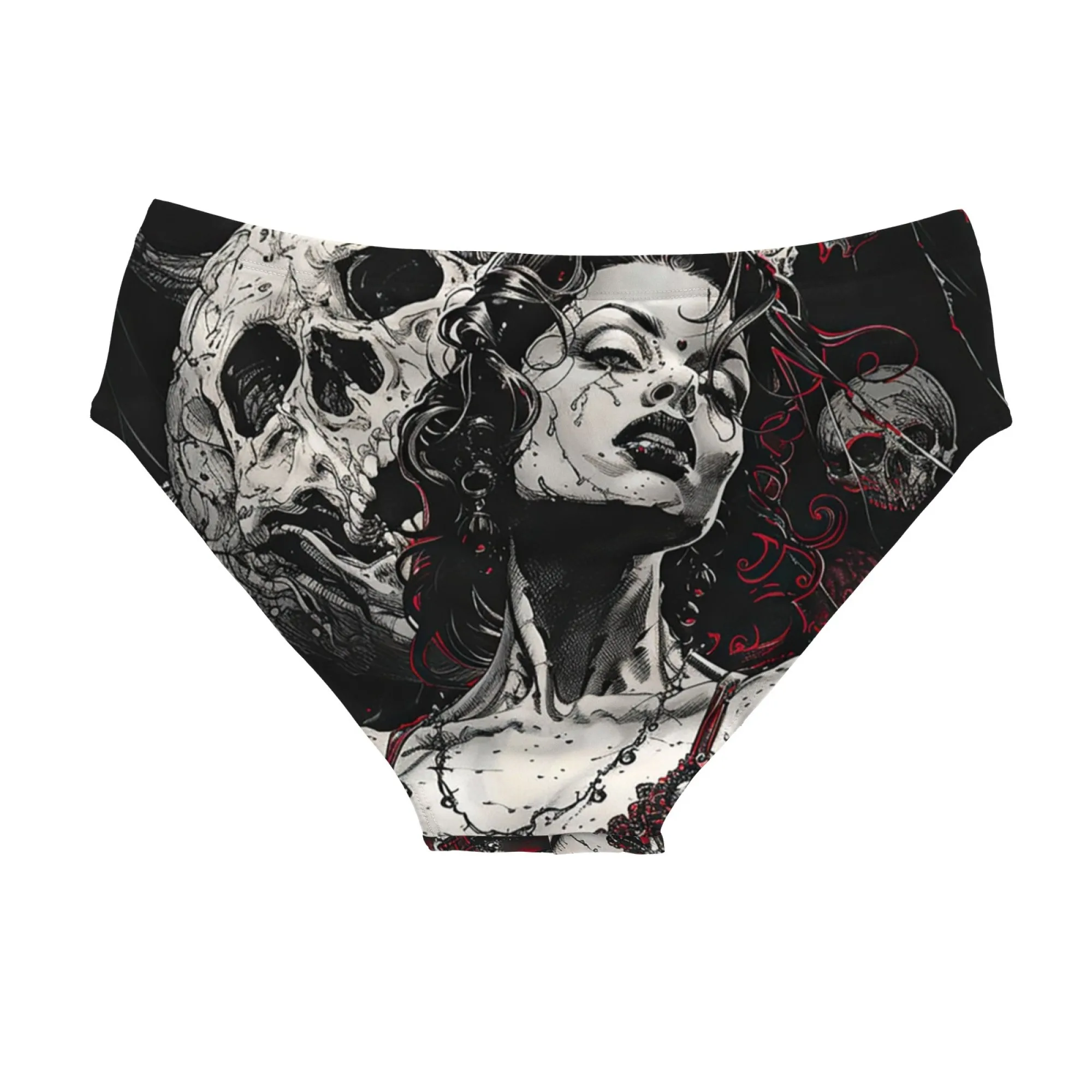 Gothic Girl Dark Skull Men's Swimming Trunks Retro Fashion Beach Surf Shorts Stretch Anti-Slip Sexy Men's Briefs Bikini Swimwear