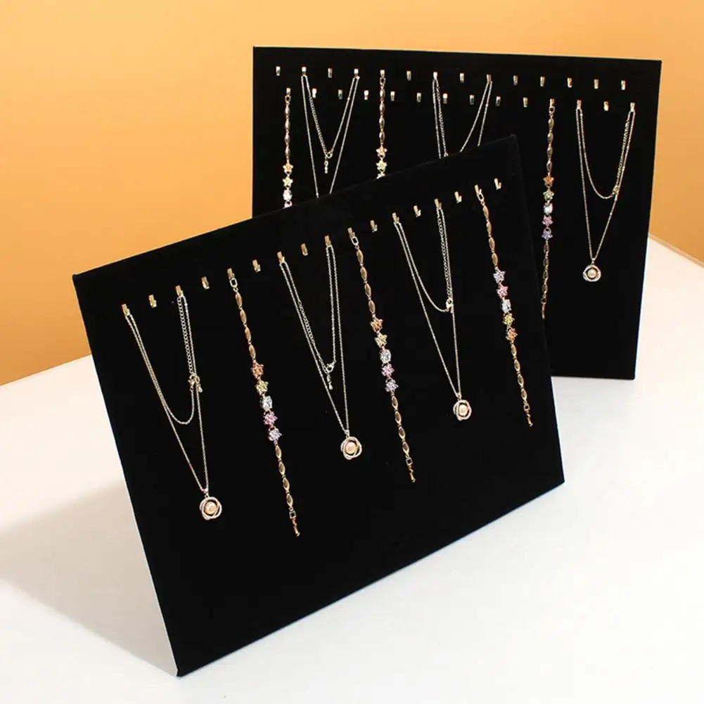 Black Velvet Jewelry Display Holder Single/Double Row Hook Necklace Earrings Bracelet Show Stand Board Rack Jewelry Accessories