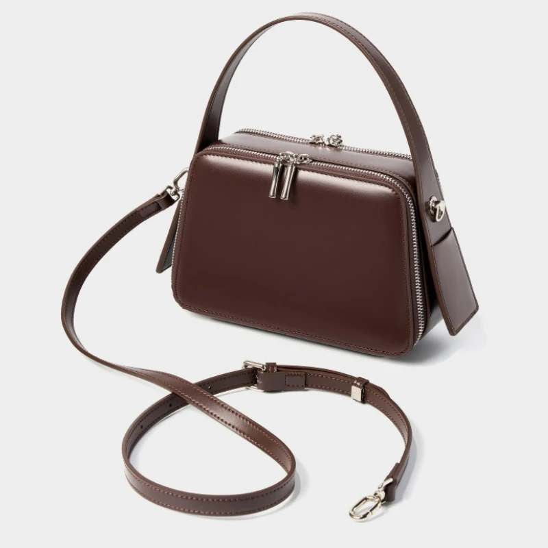 

Luxury High Quality 2025 Underarm Cowhide Genuine Leather Handbags Women Vintage Shoulder Bag Female Crossbody Square Bags