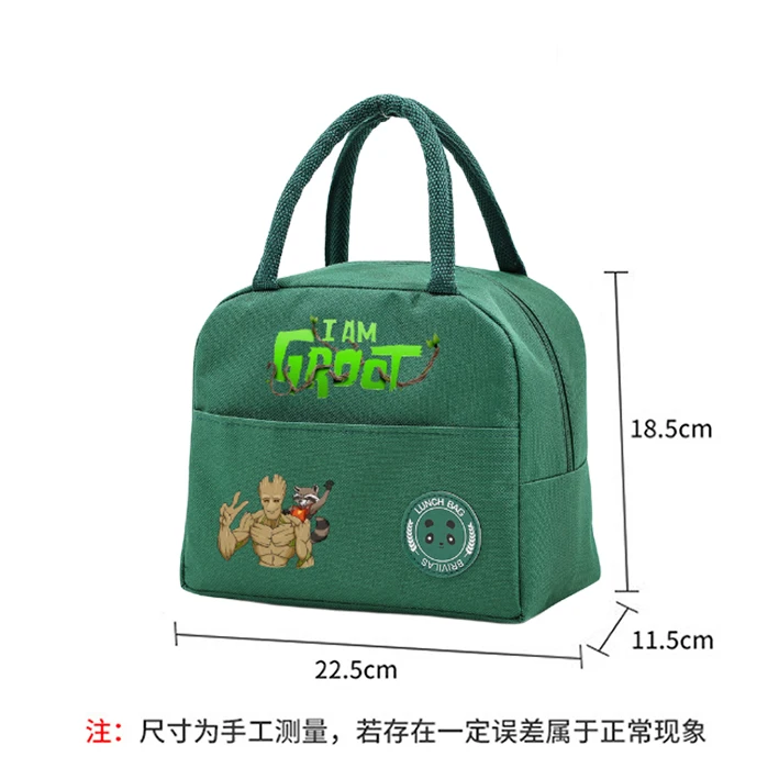 Disney Marvel Groot Turtles Lunch Hand Bag Childern\'s Teenage Cute Lunch Box Anime Cartoon Print Men Office Thermal Insulat Case